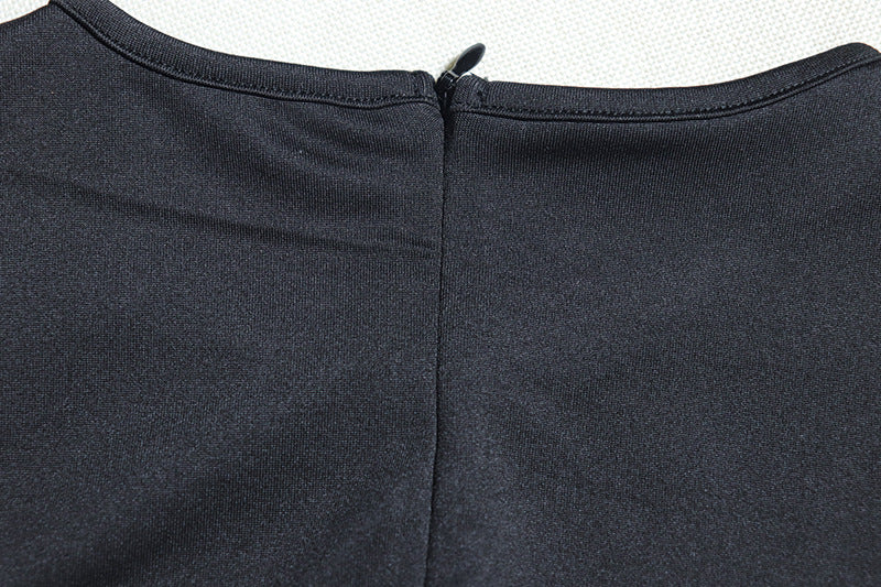 Women Solid Color One-Piece Lace-Up Round Neck Long Sleeve Tight Fitting Fitness Jumpsuit 17