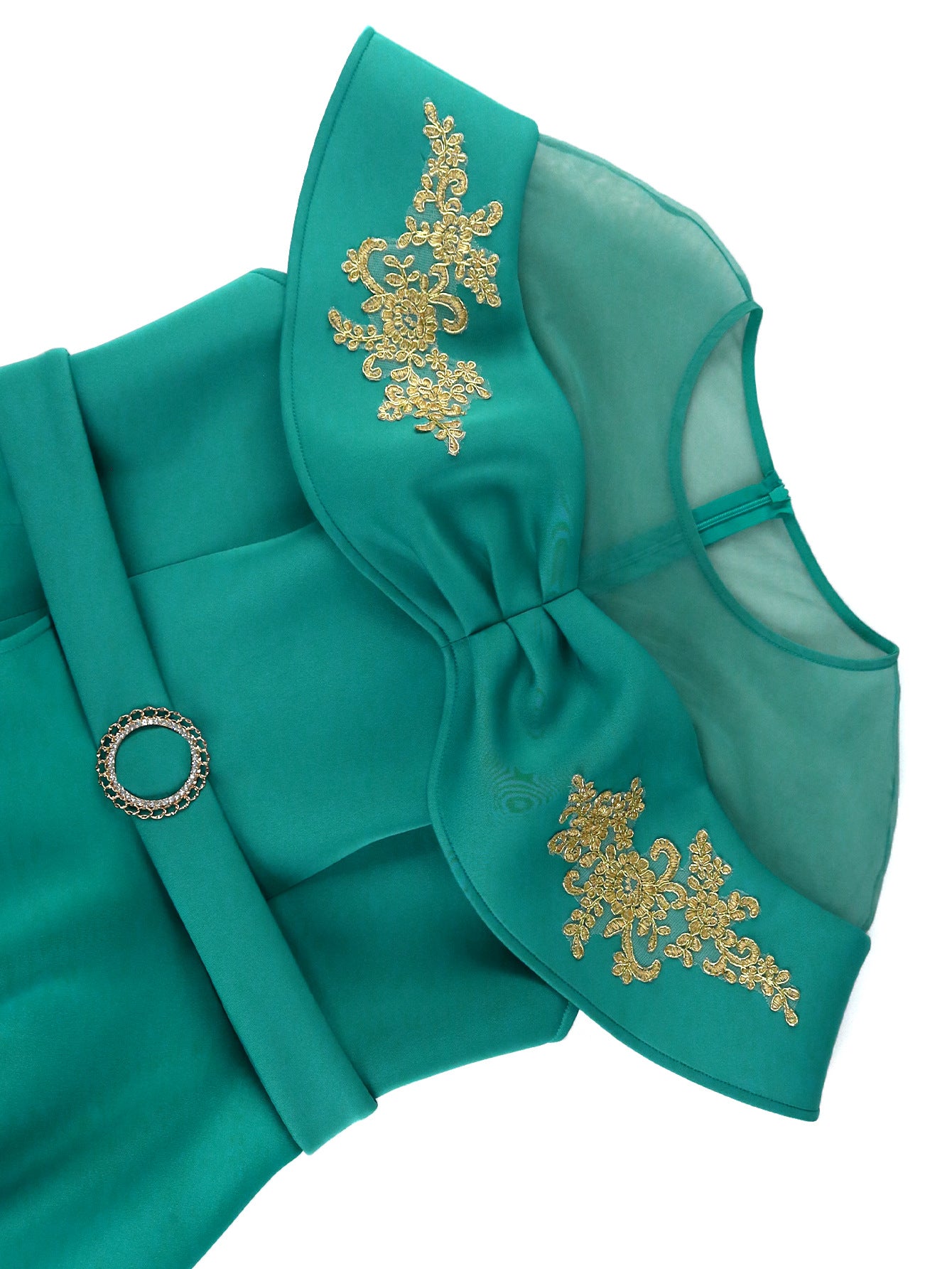 Women Shawl Sleeve Ruffle Dress 9