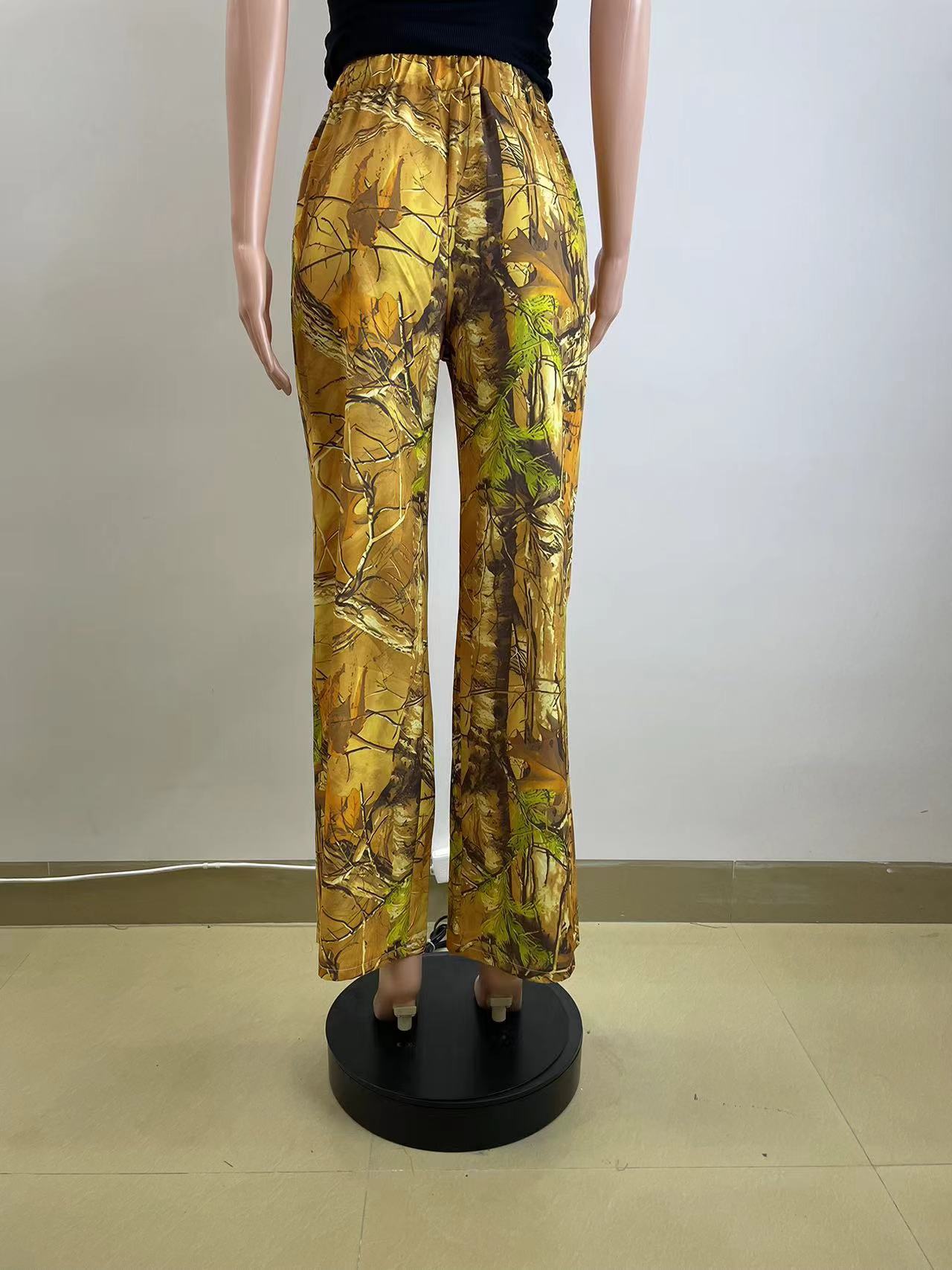 Spring Women's Casual Yellow Comfort Straight Pants 11