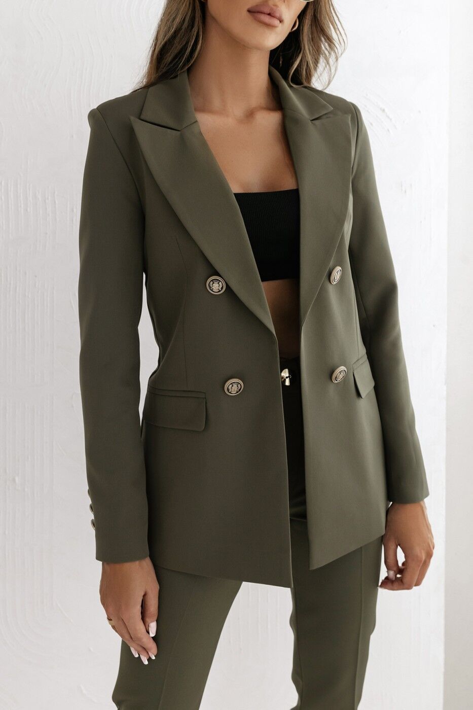 Women Fall/Winter Double-breasted Solid Blazer Coat 6