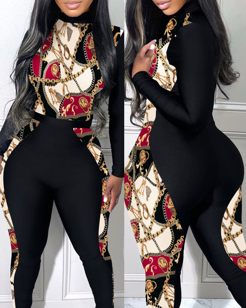 Printed Tight-Fitting Jumpsuit for Women 4