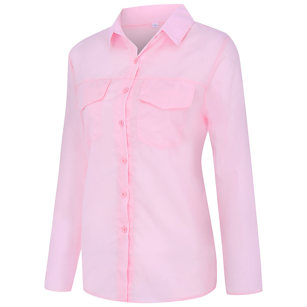 Autumn And Winter Women's Turndown Collar Long Sleeve Shirt Women's Clothing 13