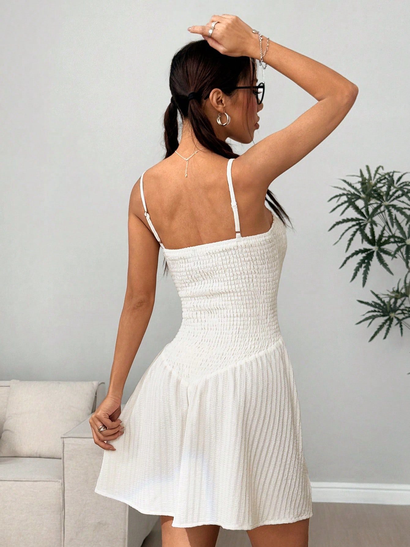 Women French Holidays V-Neck Backless Suspender Dress 3