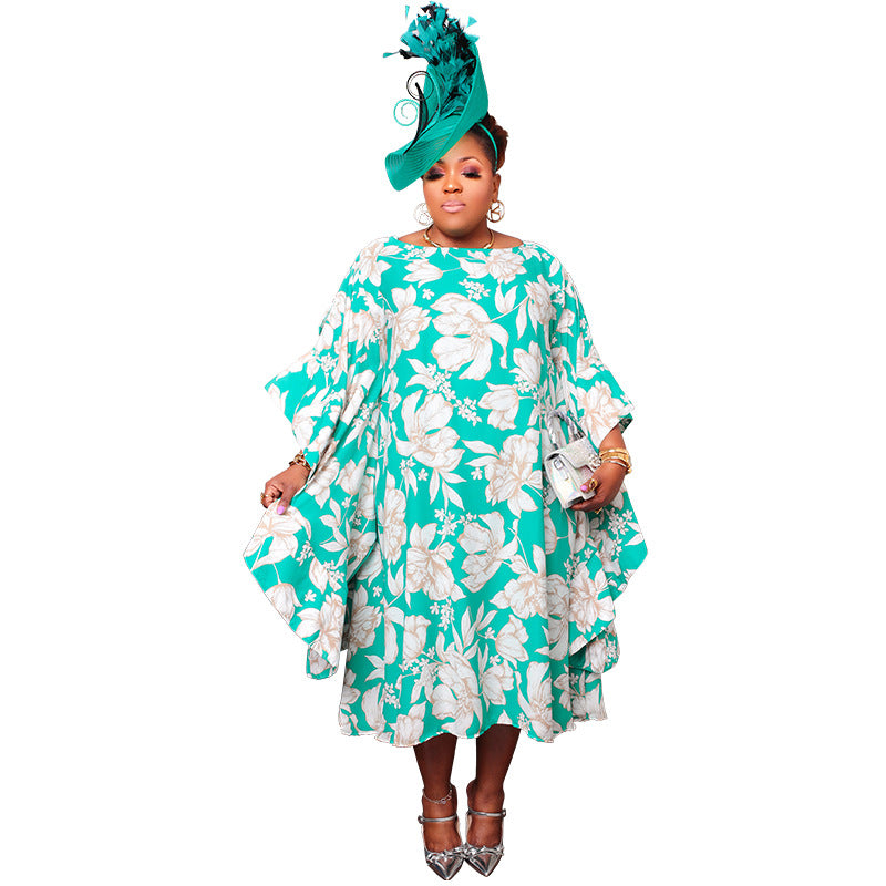 Women's Slit Multicolor Skirt Kimono Sleeves Plus Size Dress Loose Nightclub Dress 10