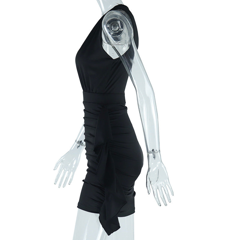 Sexy Deep V-Neck Sleeveless Bodycon Irregular Dress Trendy Female Dress 12