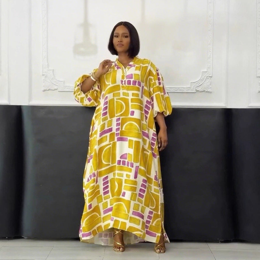 Women Career Casual Lantern sleeve slit dress 7