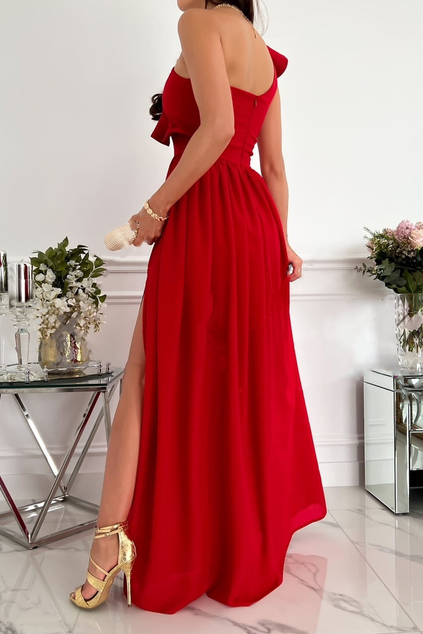 Women's Sleeveless Ruffle Hem Slit Dress 19