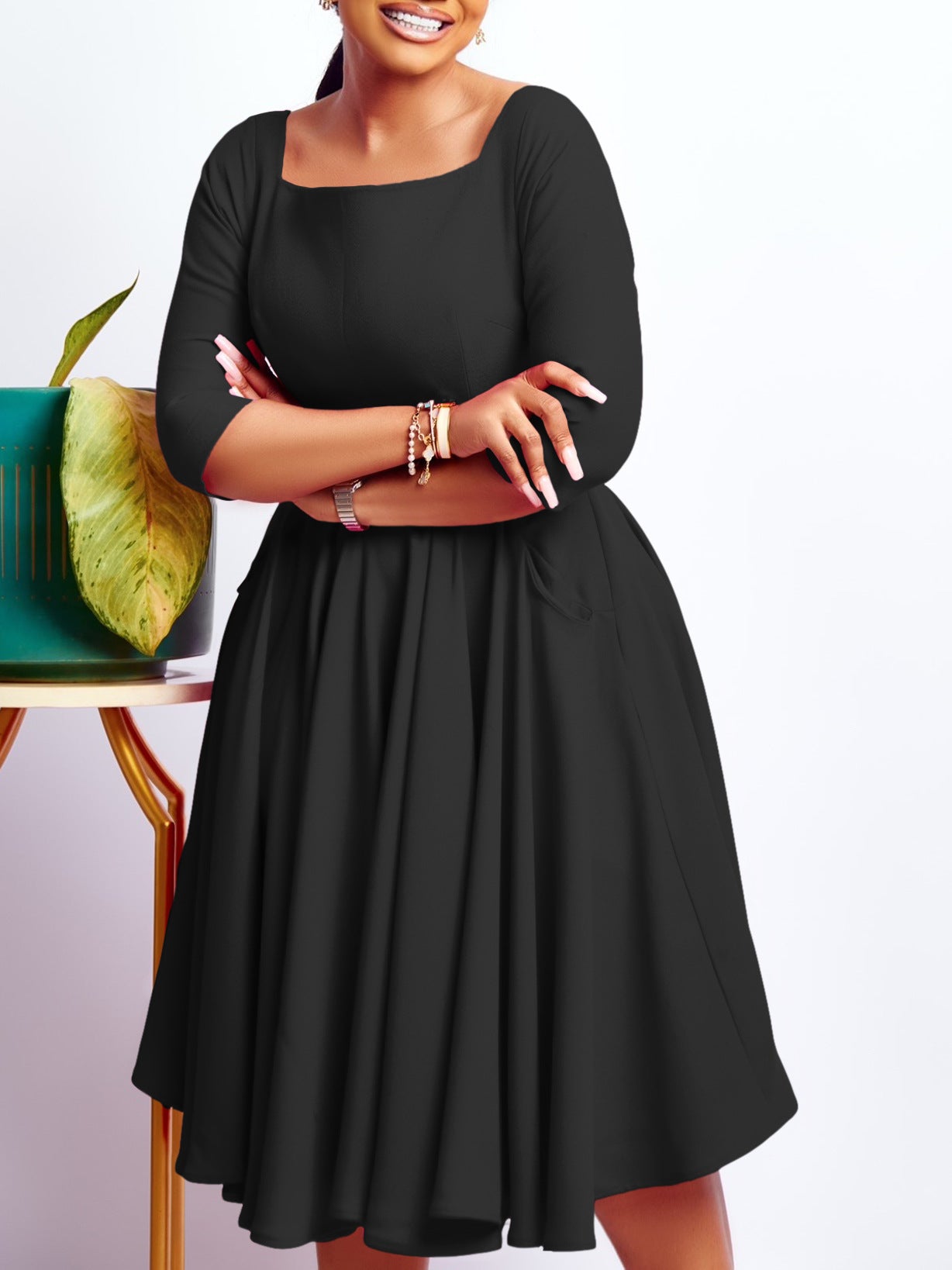 Women Autumn and Winter Pocket African Dress 8