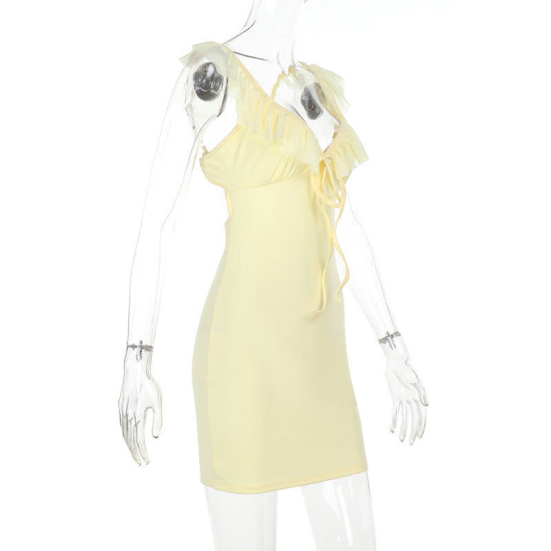 Women Sexy V-Neck Summer Ruffle Bodycon Dress 8