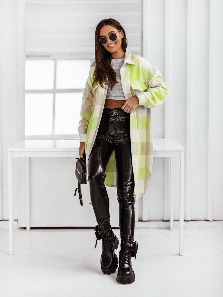 Autumn And Winter Multi-Color Plaid Long Fashionable Shirt Woolen Jacket 8