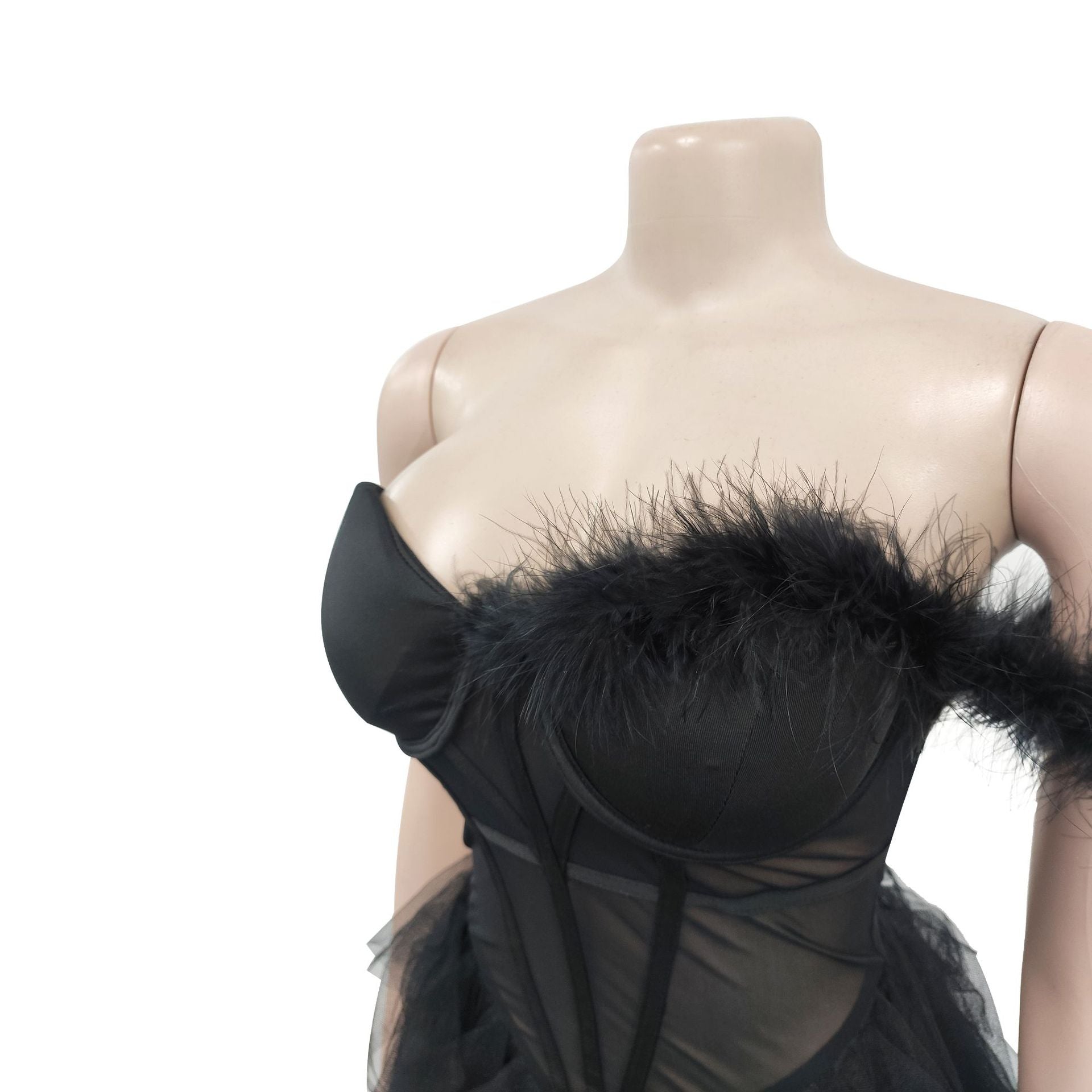 Women'S Fashion Solid Color Sleeveless Wrapped Chest Mesh Maxi Dress 16