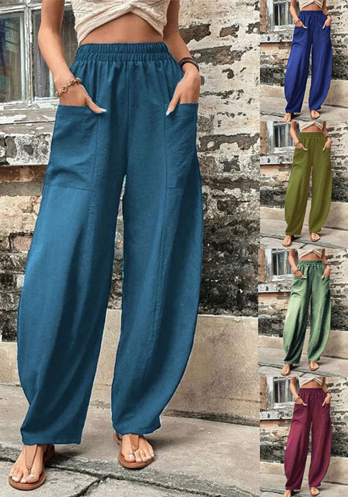 Women's Pants Solid Color Casual Elastic Trousers