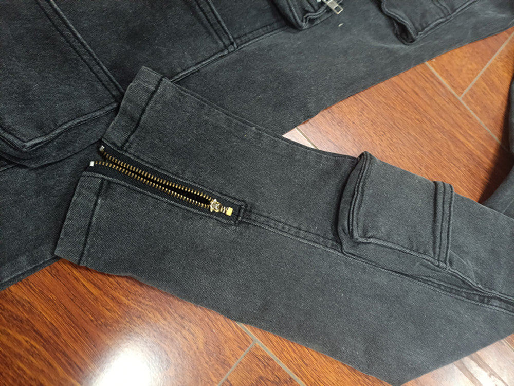 Autumn And Winter Jeans Multi-Pocket Casual Cargo Denim Pants 16