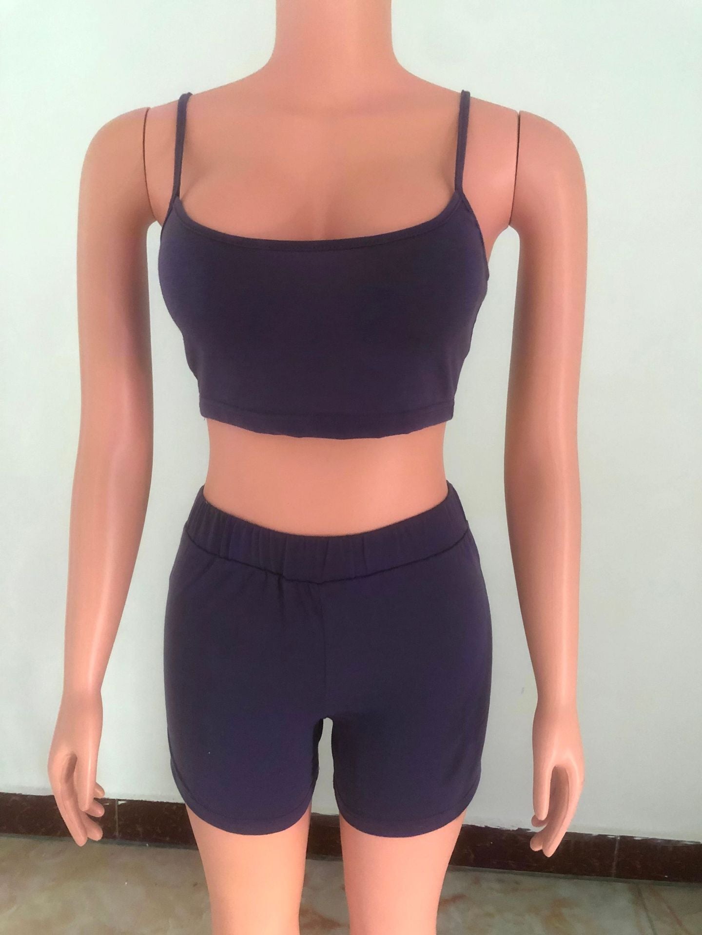 Women's Fashion Summer Sexy Crop Camisole Shorts Two Piece Set 31