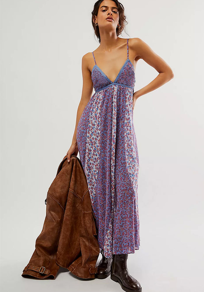 Women bohemian v-neck printed floral sexy dress