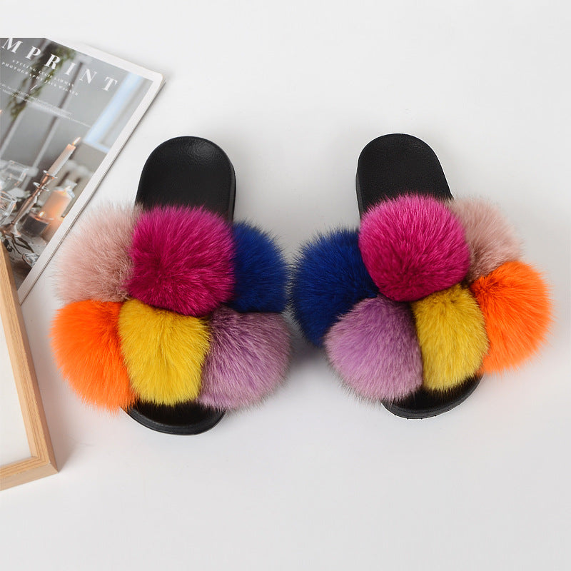 Women Multi-Color Furry Slippers 13