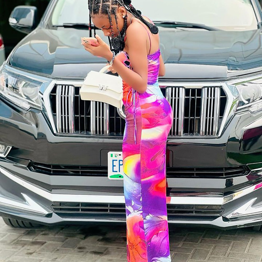 Women Sexy Printed Strap Dress 5