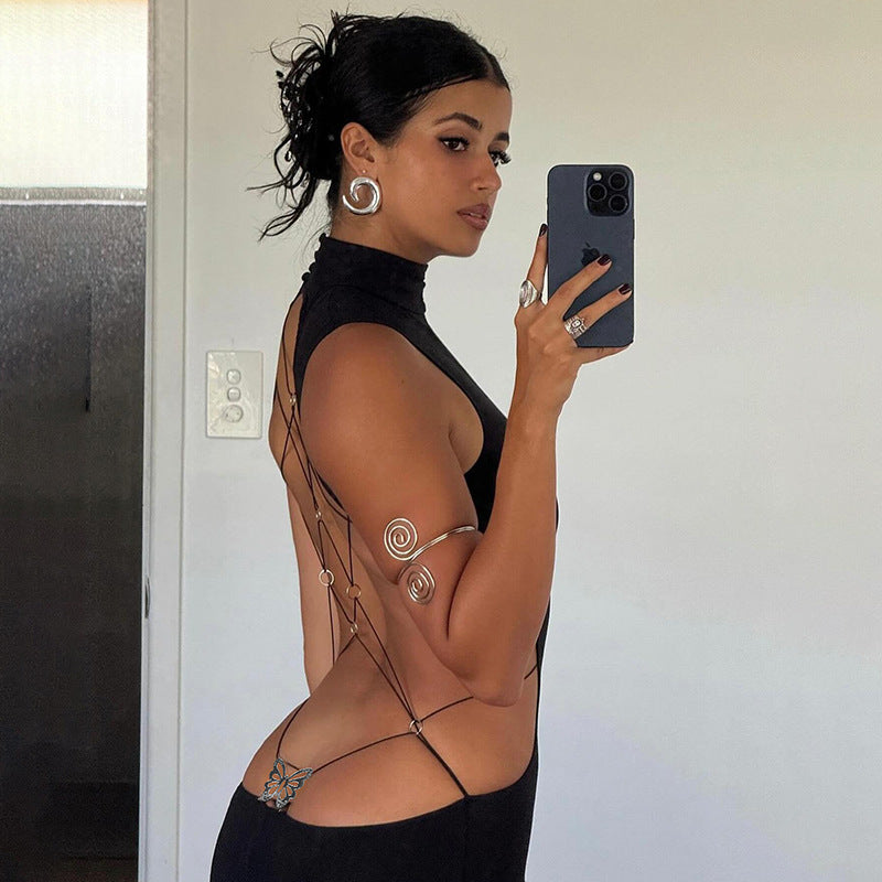 Women Sexy Backless Bow Dress 5