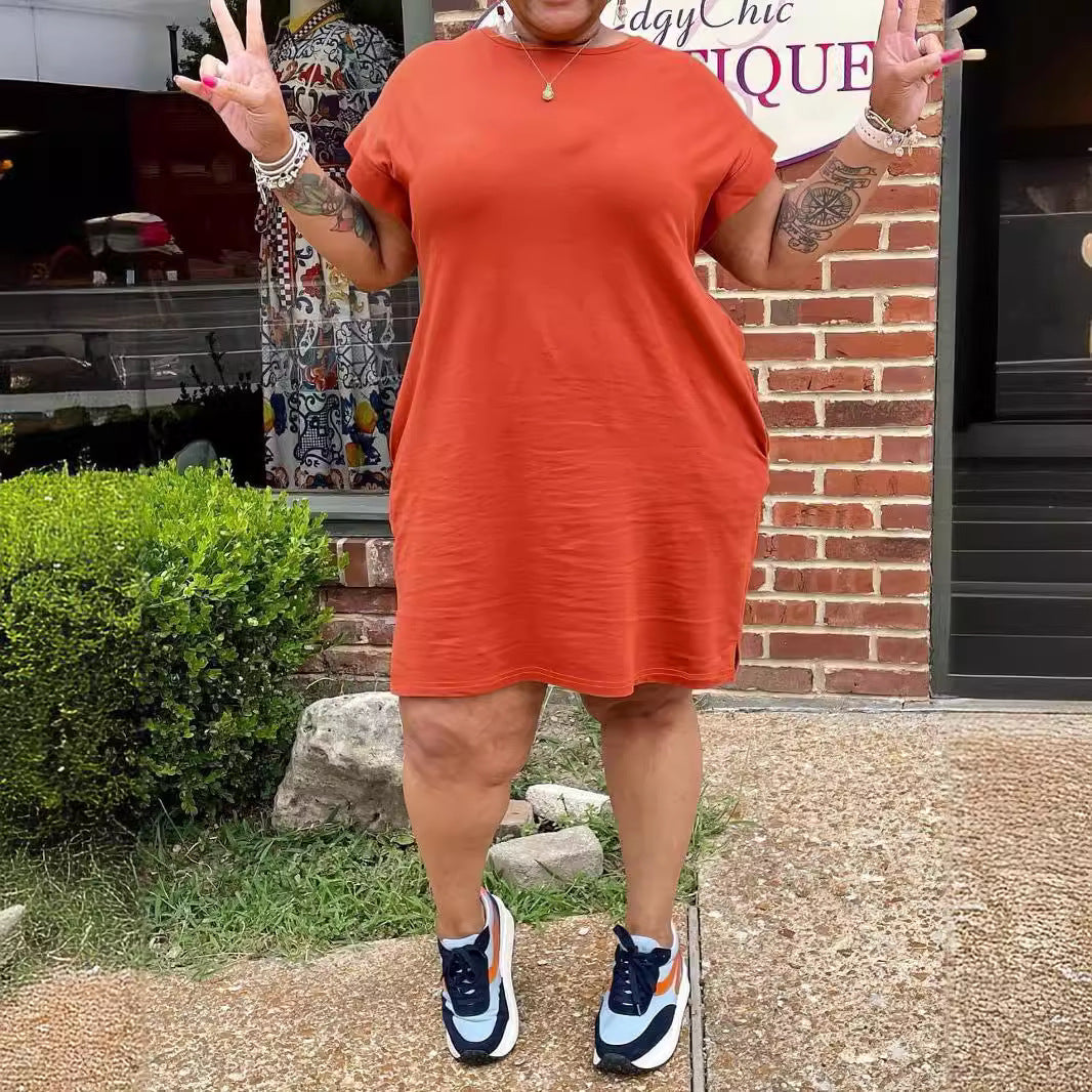 Plus Size Women Solid Casual Dress