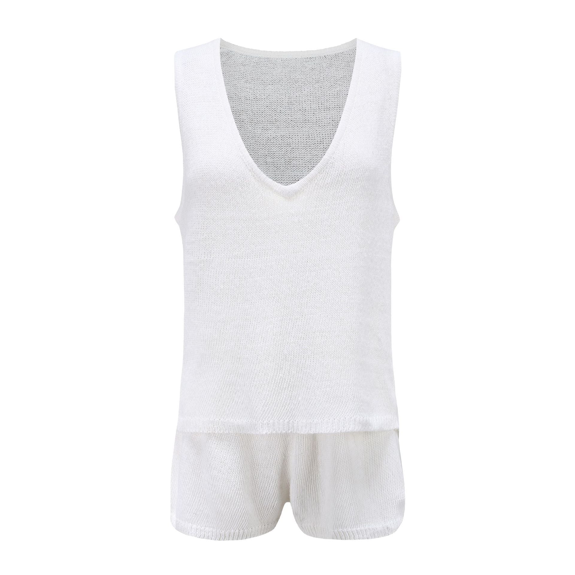 Summer fashion casual deep V-neck knitting vest and shorts two-piece set 26