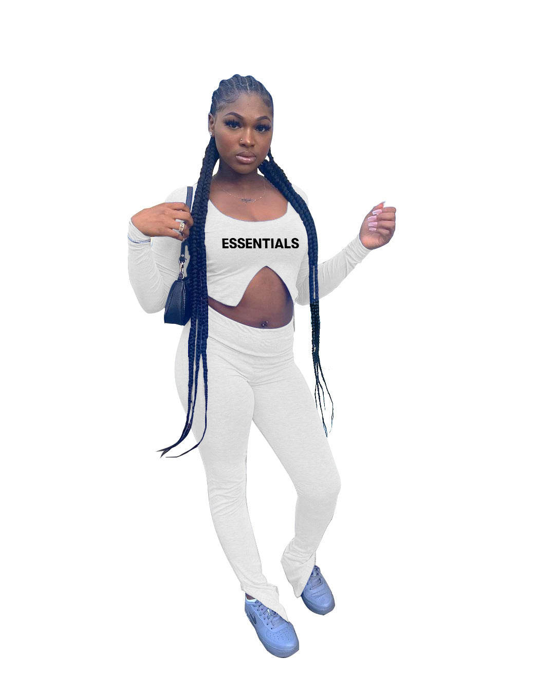 Women Letter Printed Long Sleeve Top and Pant Two-piece Set 12