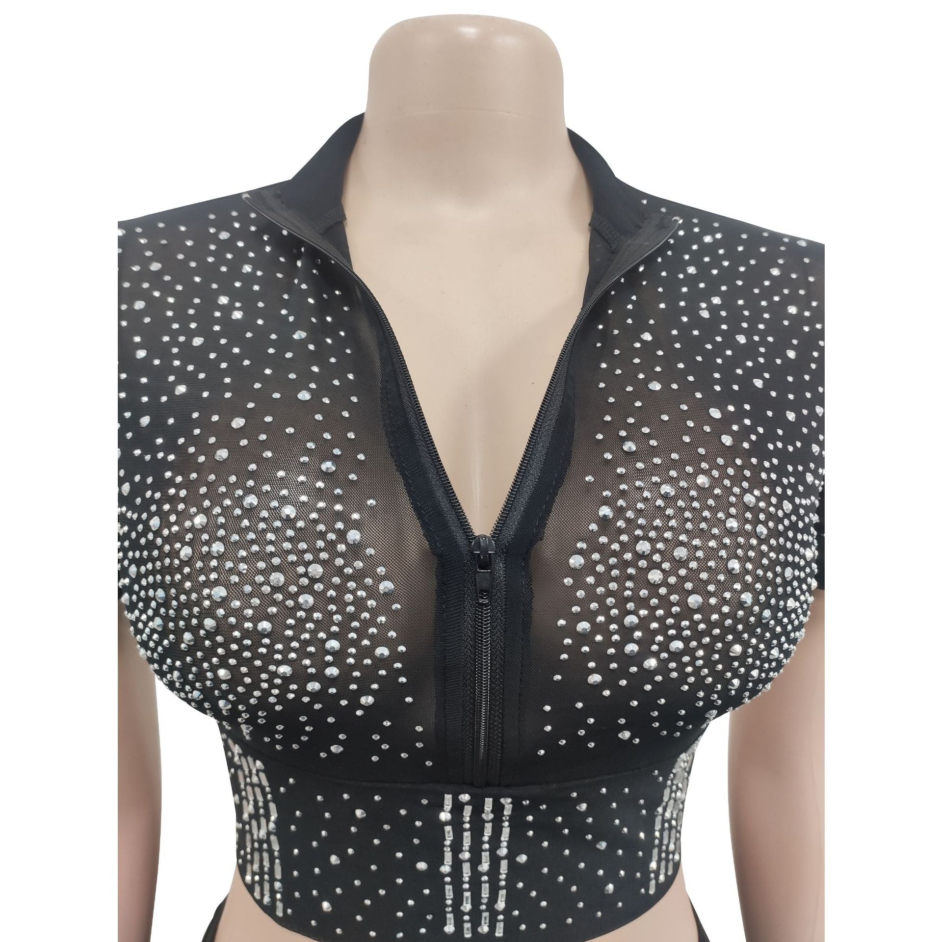 Summer Sexy Beaded Short Sleeve Crop Top and Shorts Matching Set 17