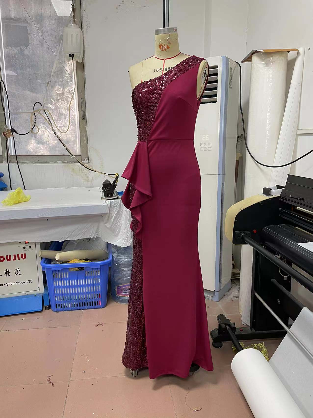 Women One Shoulder Sleeveless Bodycon Dress Evening Dress