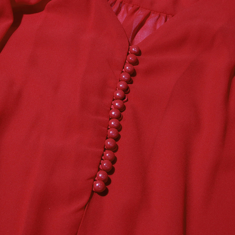 Women V-neck tie top irregular mesh shirt 14