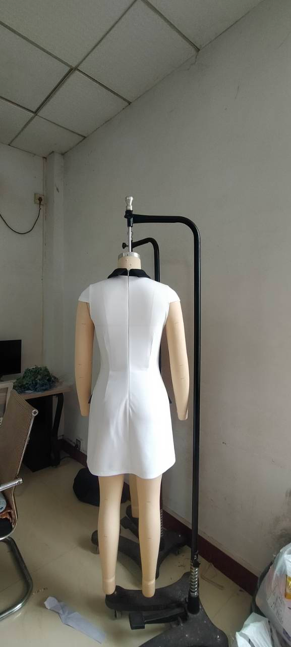 Chic Turndown Collar Short Sleeve Mini Dress 12