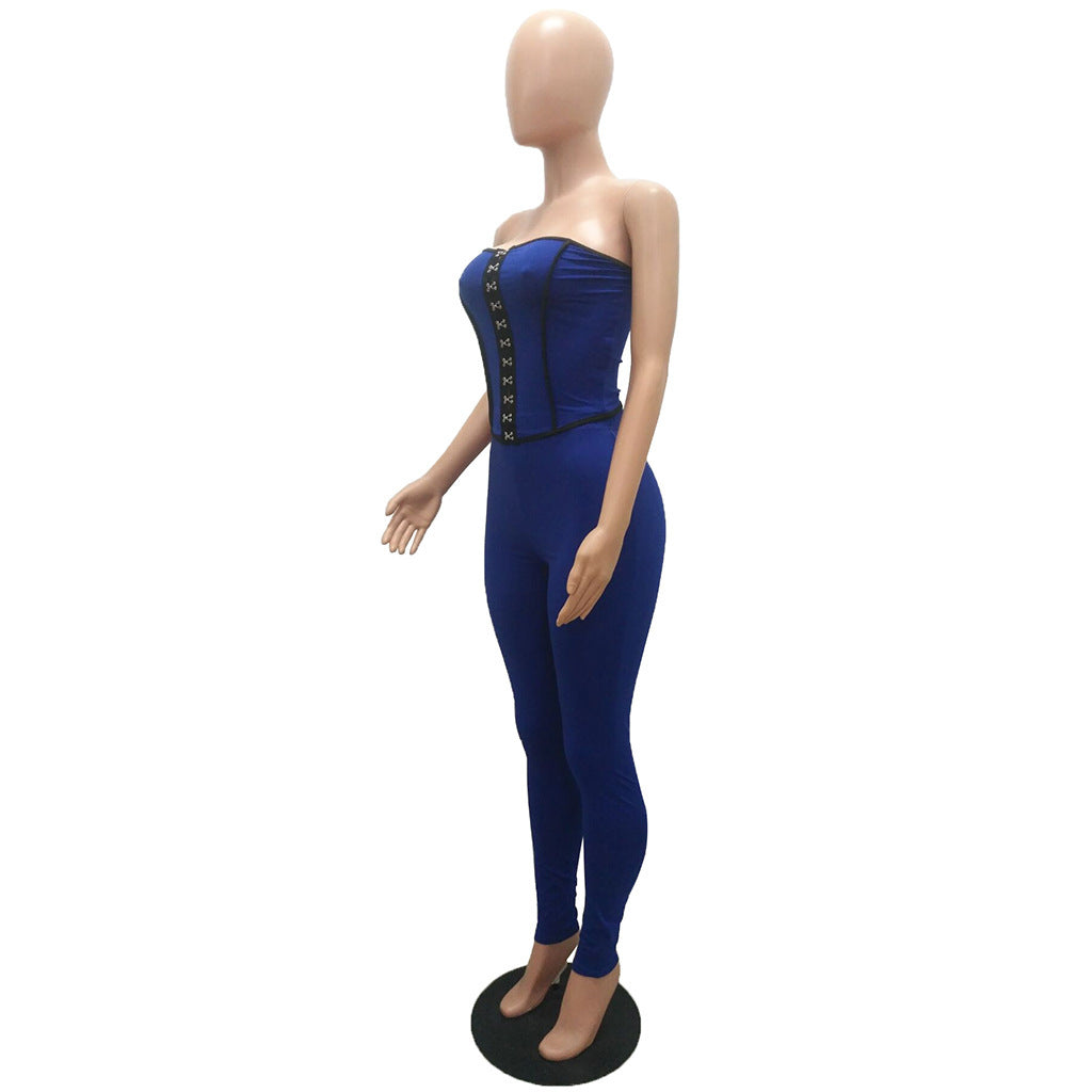 Women's Color Matching Low Back Vest Top and Pants Two-Piece Set 20