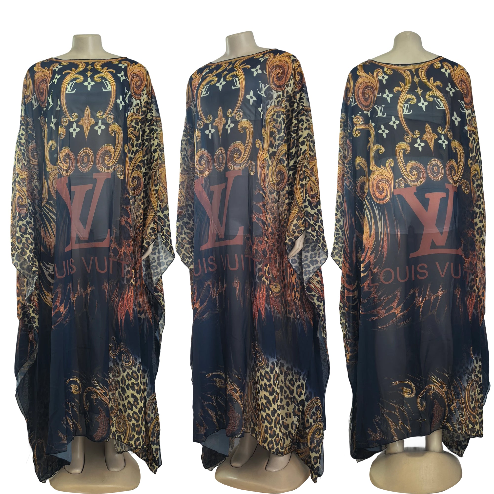 Women's Fashion Beach Holiday Printed Sexy See-Through Mesh Sleeveless Maxi Dress 16