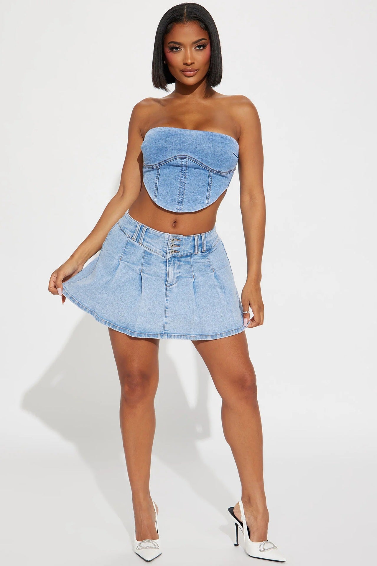 Sexy Club Denim Pleated Skirt 7