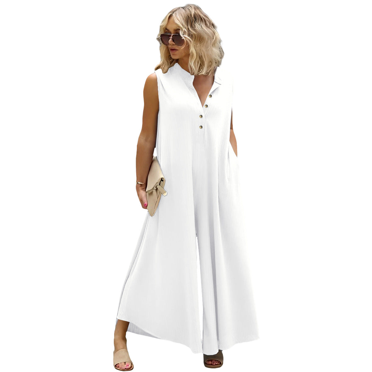 Plus Size Women's Fashion Casual Button Down Jumpsuit 21