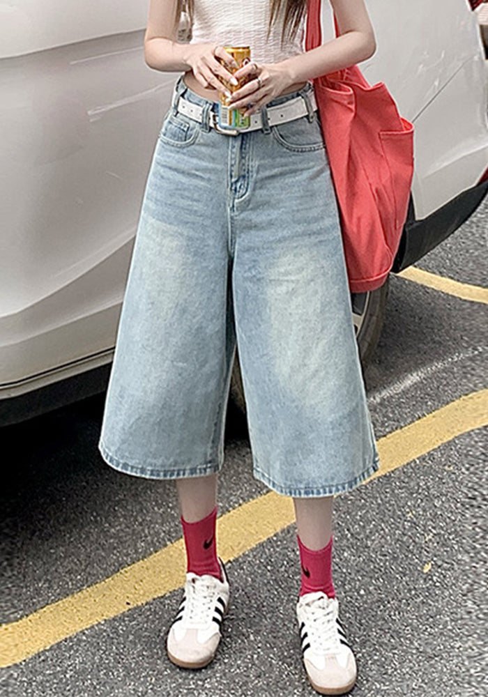 Women Loose Denim Wide Leg Shorts