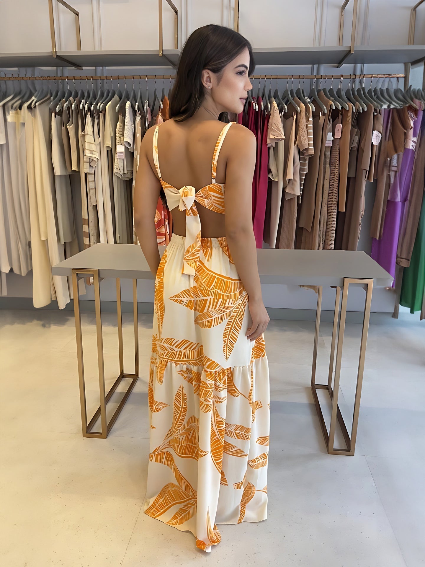 Casual Strap Low Back Holidays Style Women's Sexy Beach Dress 12