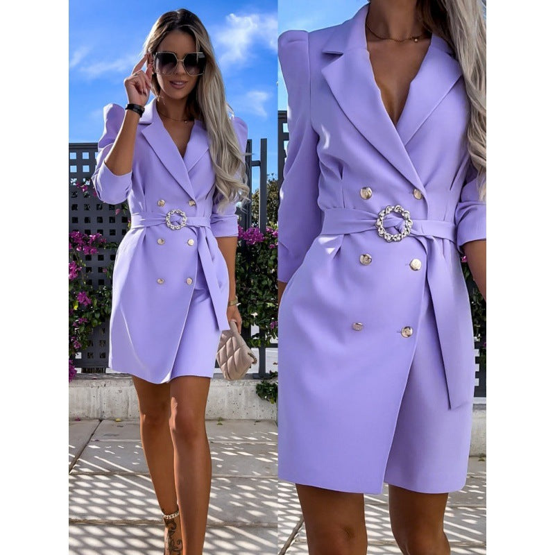 Women suit dress with belt 9