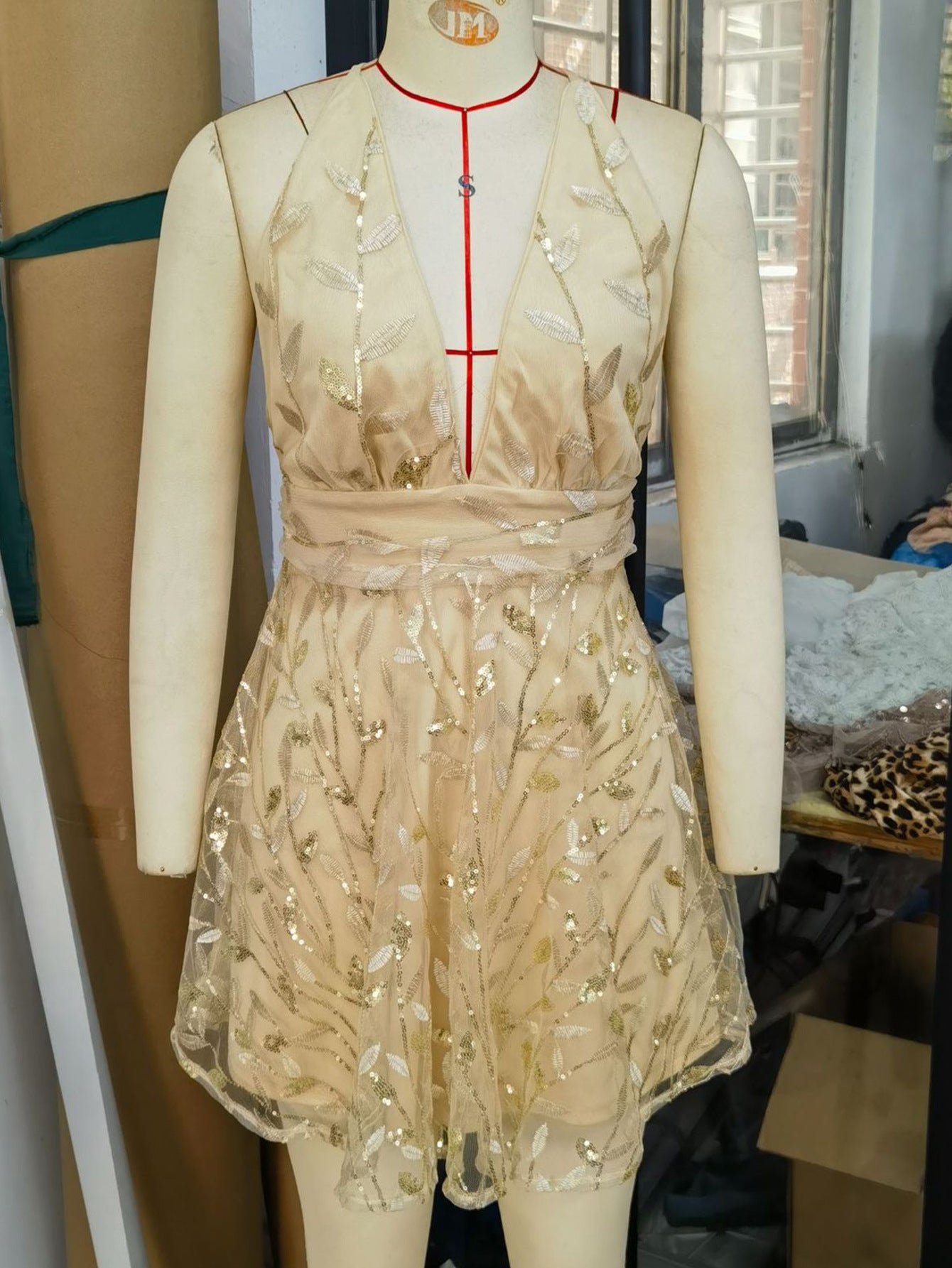 Women Sexy Suspender Sequin Dress 9