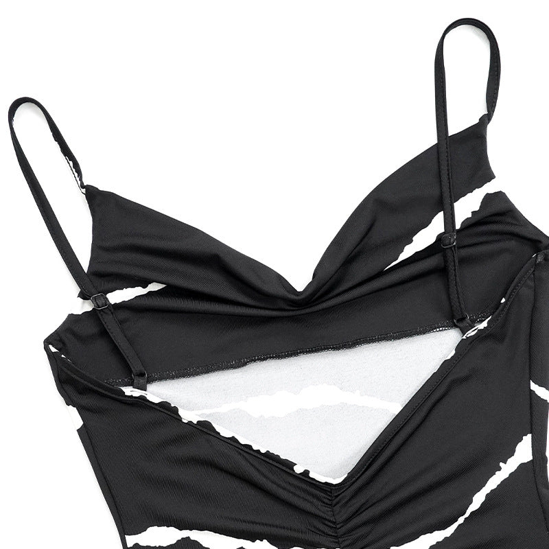 Summer Plus Size Women Stripe Print Sexy V-Neck Suspender Maxi Dress 9