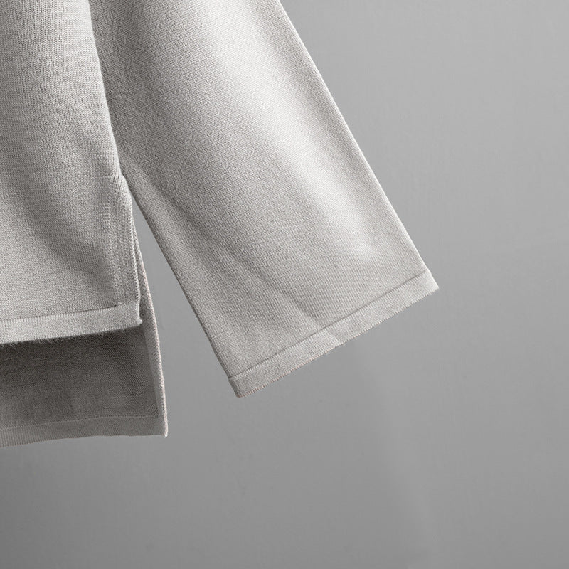 Women autumn and winter loose solid sweater and slit wide-leg pants two-piece set 21