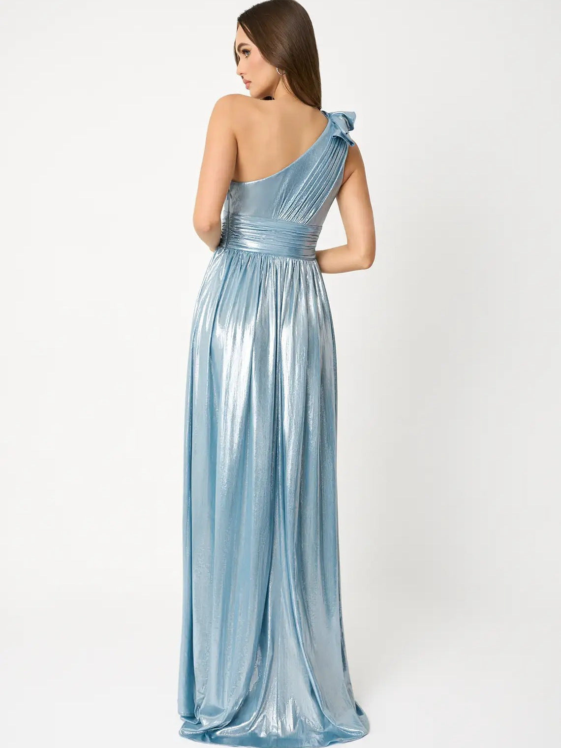 Women Strapless Backless Slit Evening Dress 4