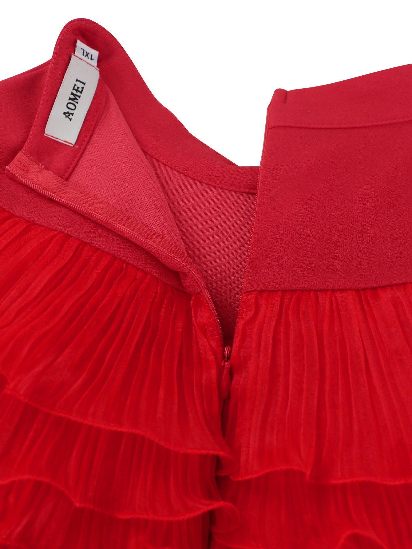 Women Mesh Patchwork Ruffle Edge Pleated Formal Party Dress 10