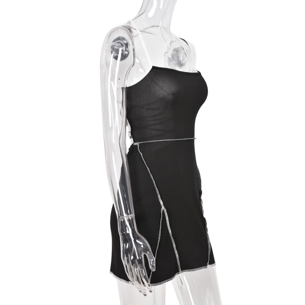 Women's Spring Summer Tie Low Back Sleeveless Halter Neck Bodycon Dress 11