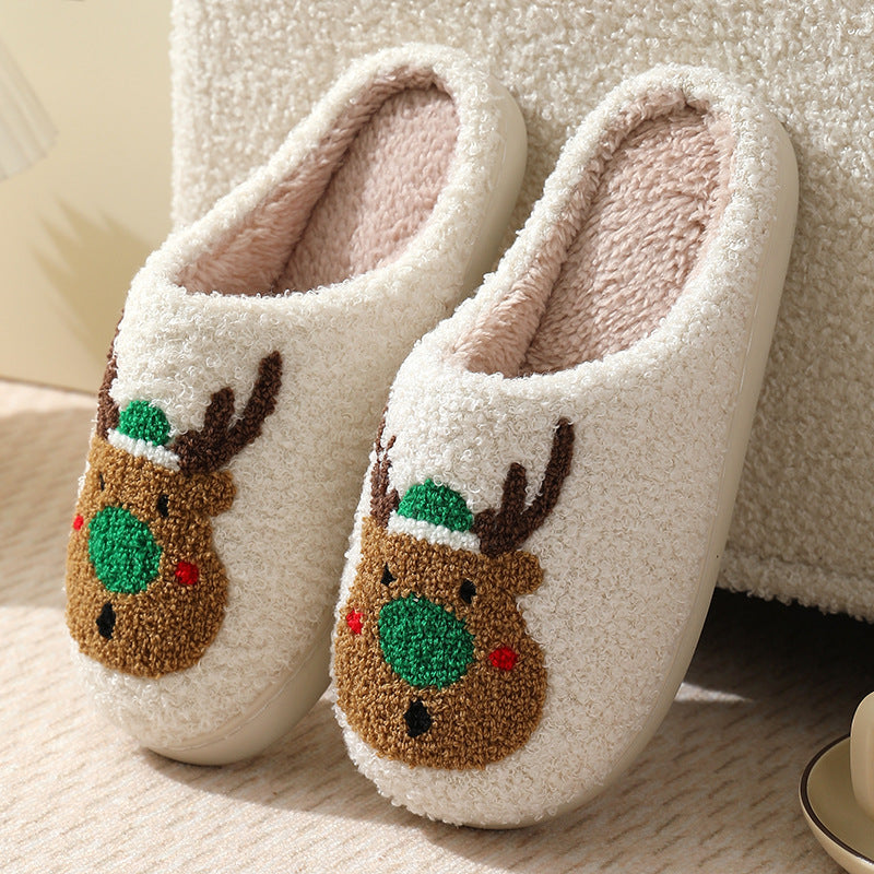 Winter Christmas Deer Slippers For Women At Home Couples Indoor Elk Warm Slippers For Women Winter 12