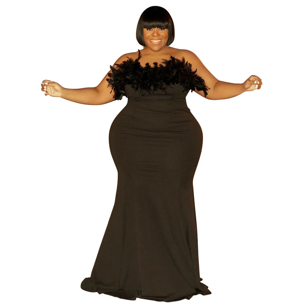 Plus Size Women Off Shoulder Strapless Dress 10