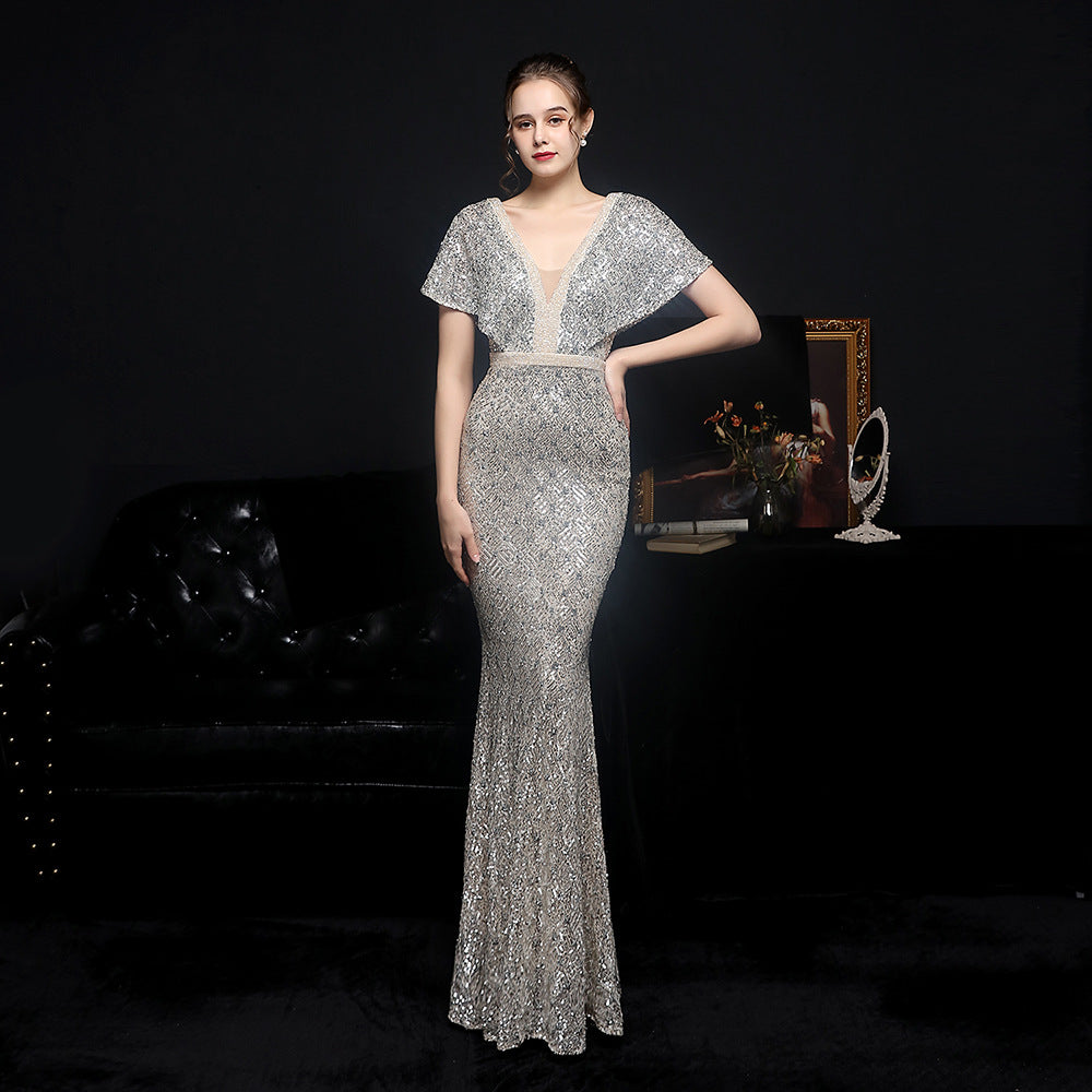 Spring and Summer Long Sequin Plus-Size Formal Party Evening Dress 5