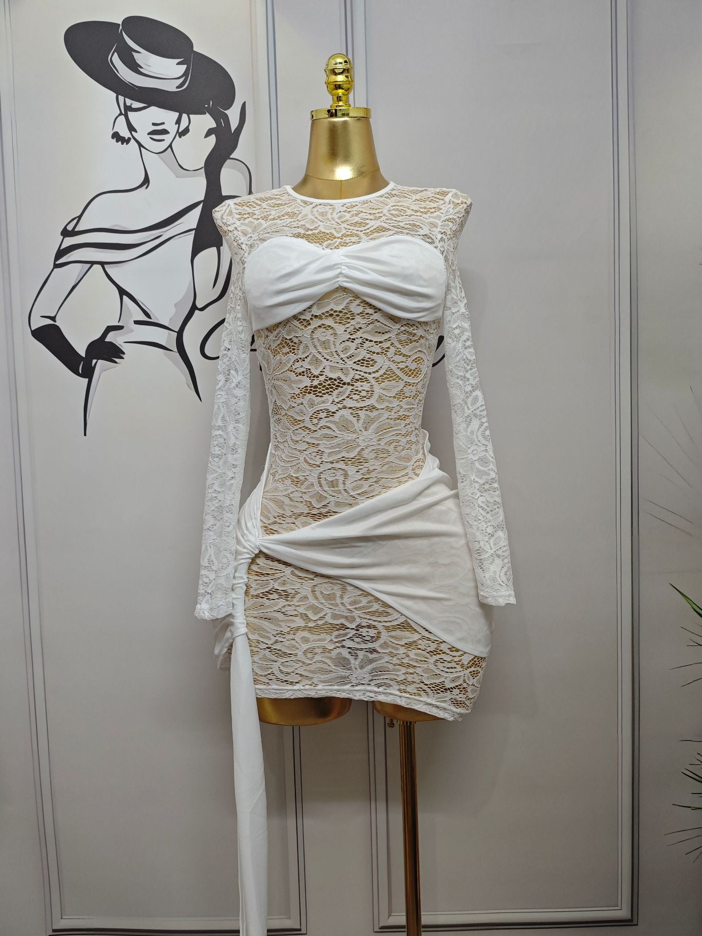 African Women Sexy Lace Patchwork Hollow Dress 7