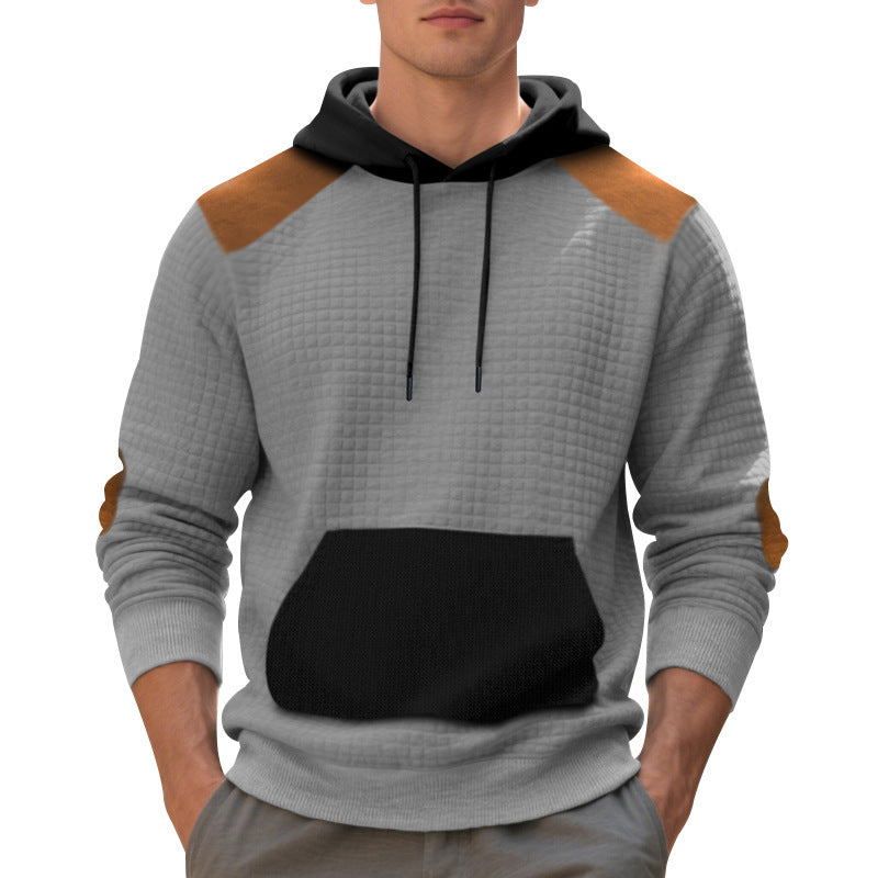 Men's American Autumn/Winter Casual Colorblock Jacquard Plaid Hoodies