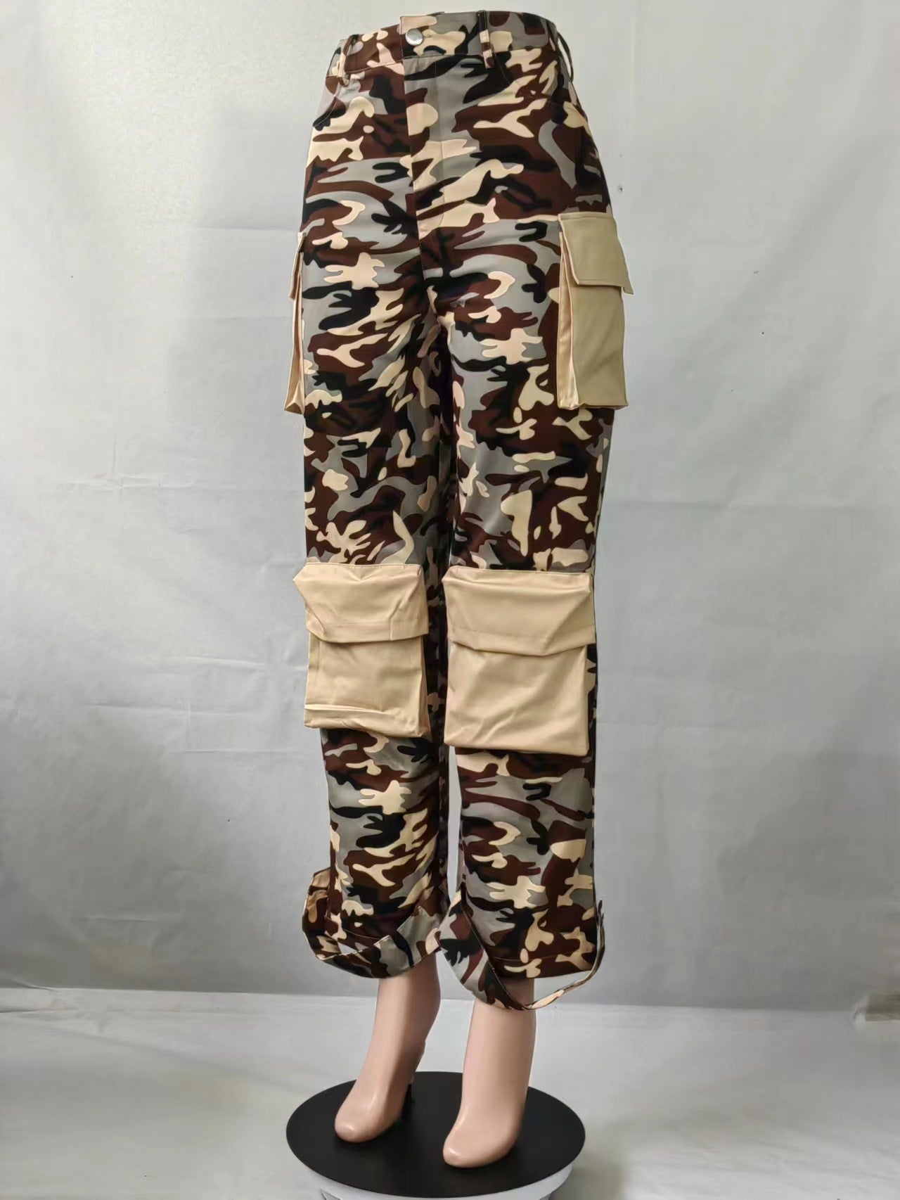 Women's High Waist Loose Straight Camouflage Printed Multi-Pocket Fashion Streetwear Cargo Pants 21