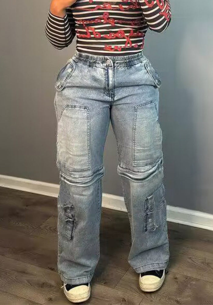 Women Cargo Stretch Denim Pants