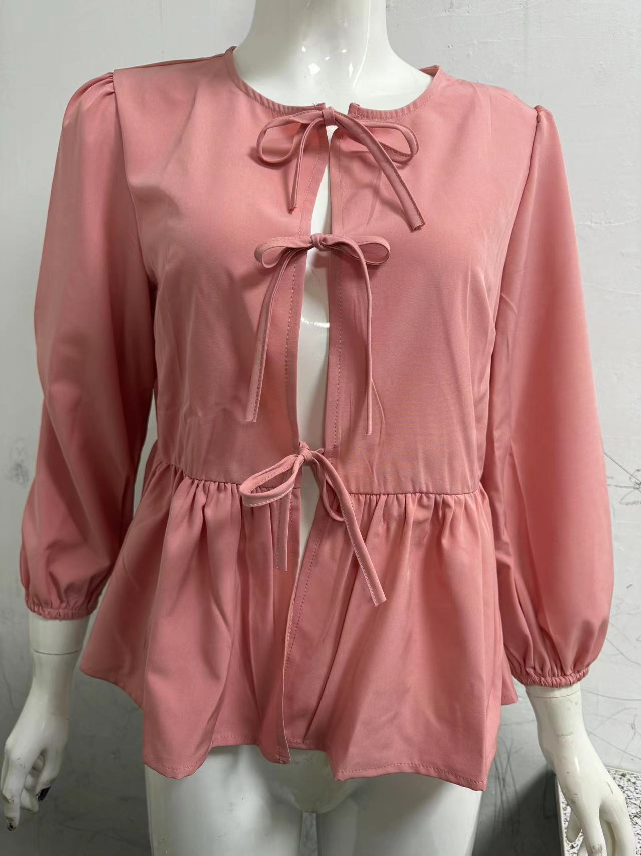 Women Fall Casual Lace-Up Top Lace-Up Shirt 23